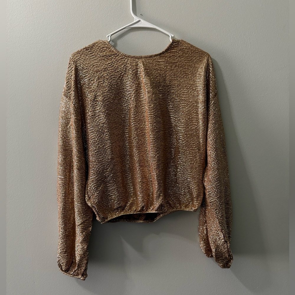 Show Me Your MuMu Good Times Top Gold Confetti sparkle‎ NEW medium